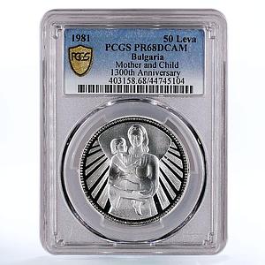 Bulgaria 50 leva State Anniversary Mother and Child PR68 PCGS silver coin 1981