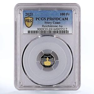 Ivory Coast 100 francs Reichskrone Palace PR69 PCGS gold coin 2021