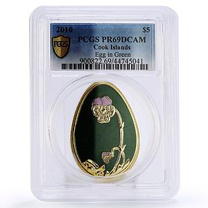Cook Islands 5 dollars Imperial Faberge Green Egg PR69 PCGS silver coin 2010