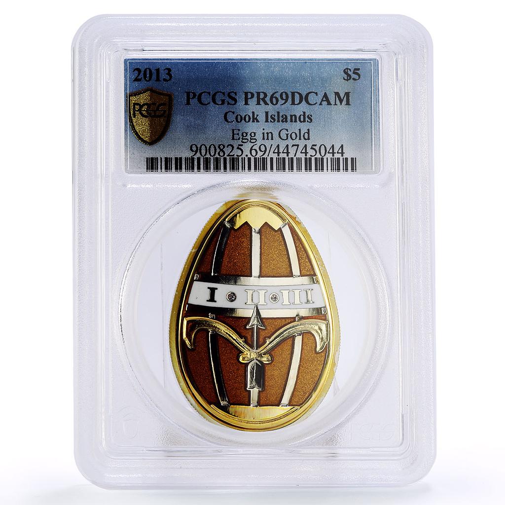 Cook Islands 5 dollars Imperial Faberge PR69 PCGS Gold Egg silver coin 2013