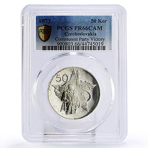 Czechoslovakia 50 korun Victory of Communist Party PR66 PCGS silver coin 1973