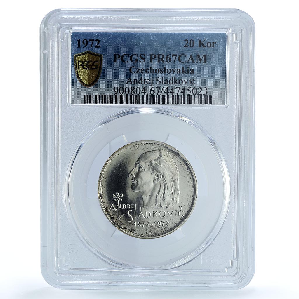 Czechoslovakia 20 korun Sladkovic KM-76 Literature PR 67 PCGS silver coin 1972 Czechoslovakia 20 korun Sladkovic KM-76 Literature PR 67 PCGS silver coin 1972