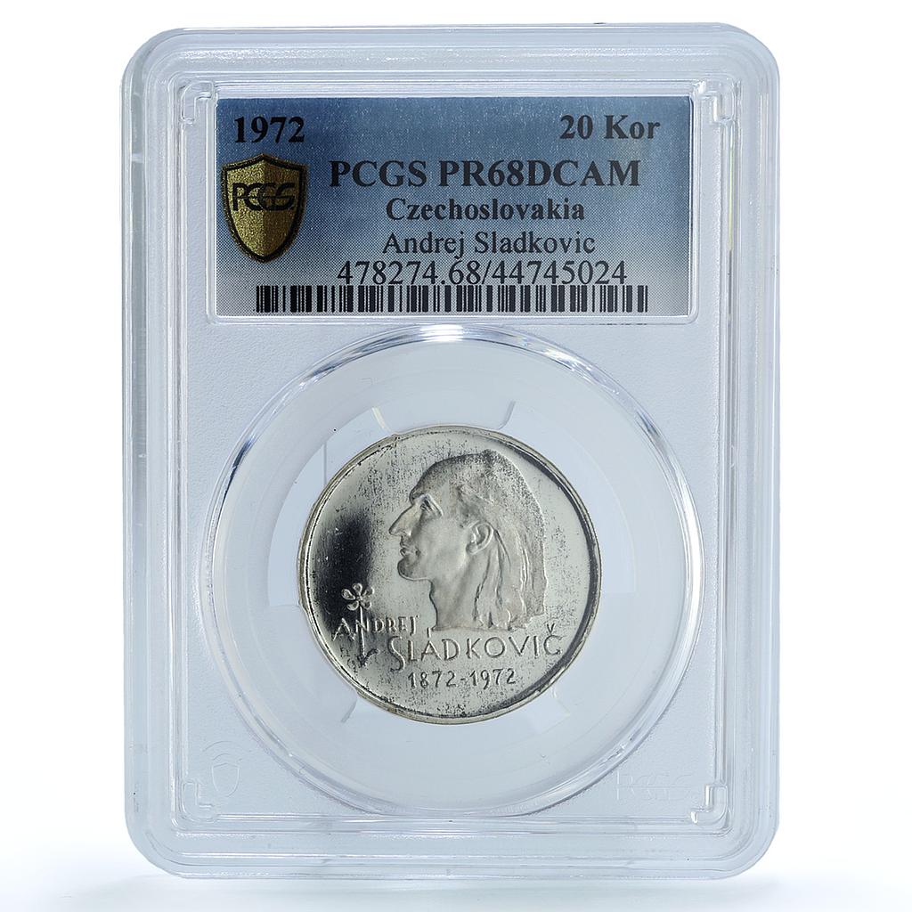 Czechoslovakia 20 korun Sladkovic KM-76 Literature PR 68 PCGS silver coin 1972 Czechoslovakia 20 korun Sladkovic KM-76 Literature PR 68 PCGS silver coin 1972