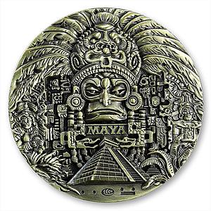 The Mayan Long Count Calendar Aztec 80 mm big bronze plated medal souvenir token