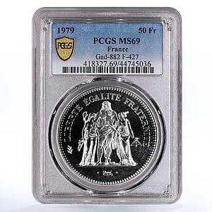 France 50 francs Freedom Equality Fraternity MS69 PCGS silver coin 1979