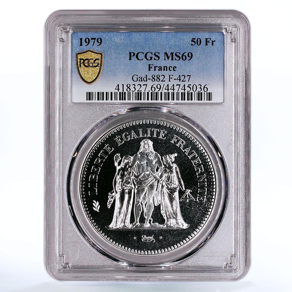 France 50 francs Freedom Equality Fraternity MS69 PCGS silver coin 1979