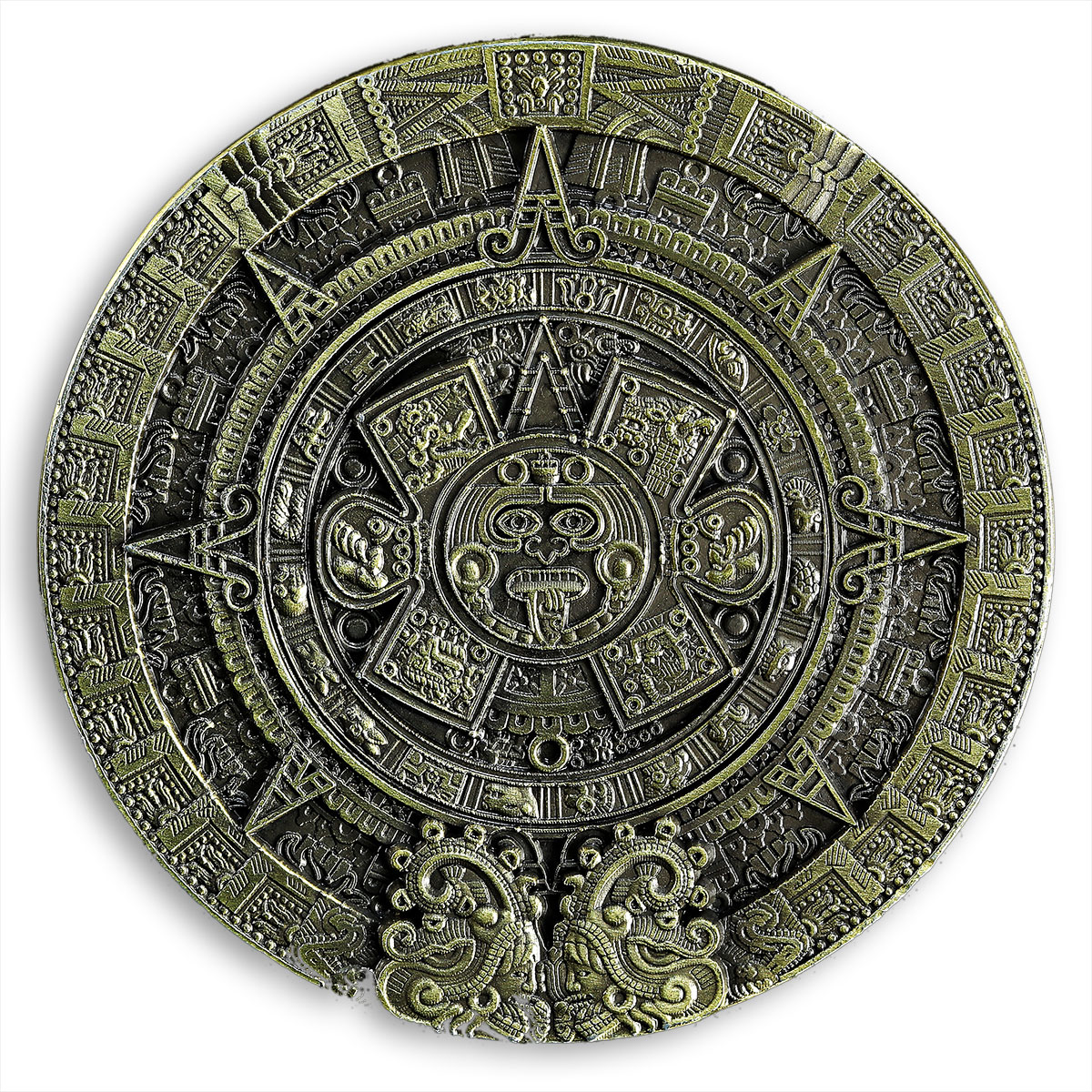 The Mayan Long Count Calendar Aztec 80 mm big bronze plated medal souvenir token