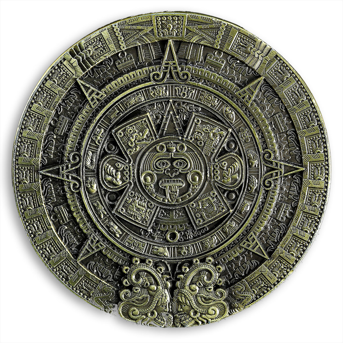The Mayan Long Count Calendar Aztec 80 mm big bronze plated medal