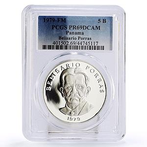 Panama 5 balboas President Belisario Porras PR69 PCGS silver coin 1979