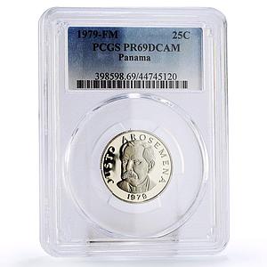 Panama 25 centesimos Statesman Justo Arosemena PR69 PCGS proof nickel coin 1979