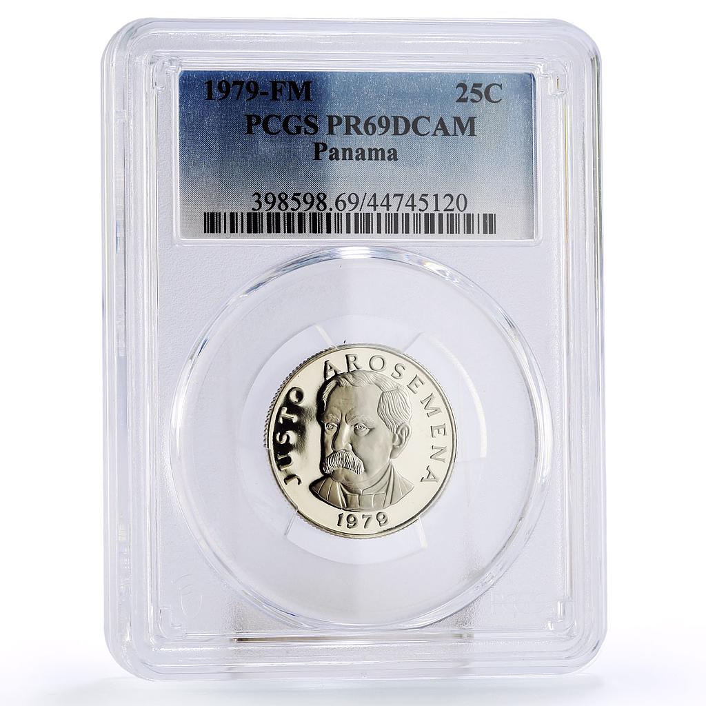 Panama 25 centesimos Statesman Justo Arosemena PR69 PCGS proof nickel coin 1979