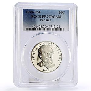 Panama 50 centesimos Fernando de Lesseps PR70 PCGS proof nickel coin 1979