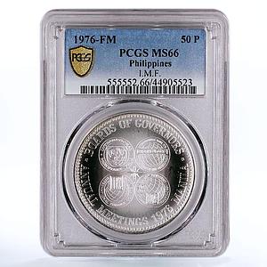 Philippines 50 piso International Meetings Matte MS66 PCGS silver coin 1976