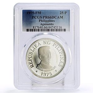 Philippines 25 piso 1st President Emilio Aquinaldo PR66 PCGS silver coin 1975
