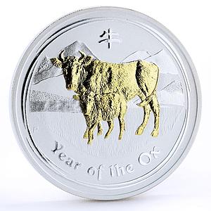 Australia 1 dollar Lunar Calendar II Year of the Ox gilded silver coin 2009