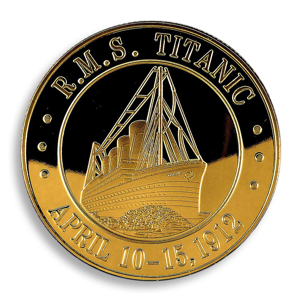 Titanic, RMS, White Star Line, Gold Plated Coin, Ship, April 12, 1912