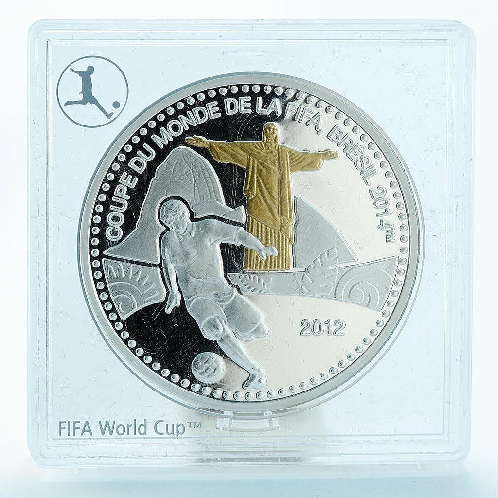 Togo 1000 francs Football World Cup in Brazil Statue of Jesus silver coin 2012