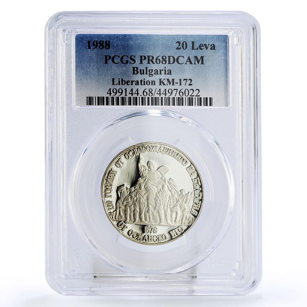 Bulgaria 20 leva Liberation from Ottoman Yoke PR68 PCGS silver coin 1988