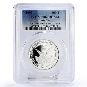 Slovenia 500 tolarjev Operosorum Labacensium Academy PR69 PCGS silver coin 1993