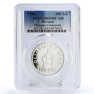 Slovenia 500 tolarjev Olympic Centennial Gymnastics PR69 PCGS silver coin 1996