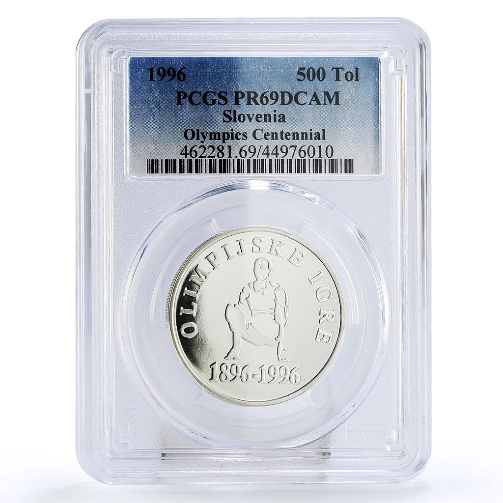Slovenia 500 tolarjev Olympic Centennial Gymnastics PR69 PCGS silver coin 1996