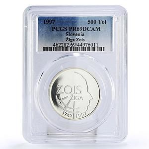 Slovenia 500 tolarjev Birth of Sigmund Zois Sience PR69 PCGS silver coin 1997