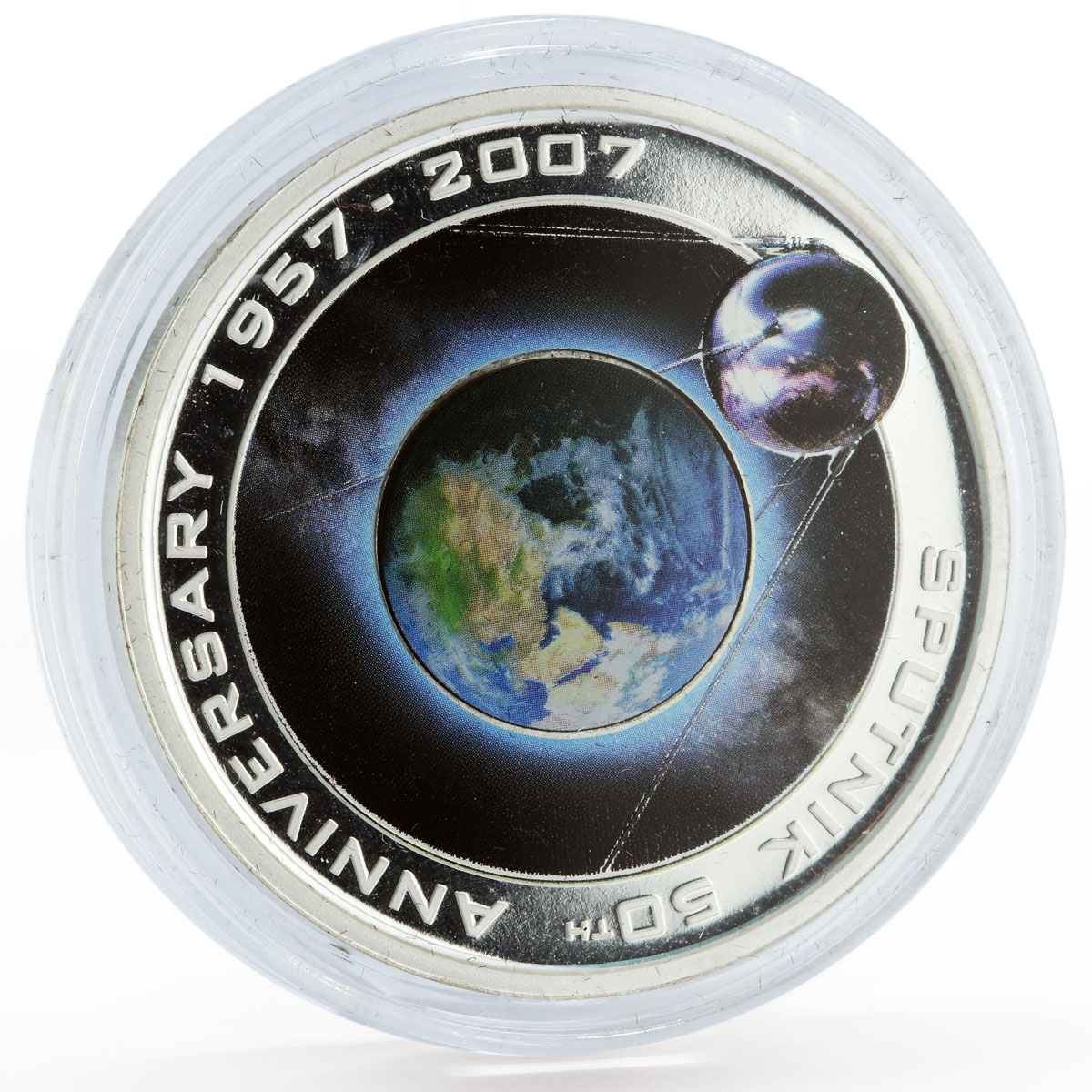 Cook Islands 1 dollar 50th Anniversary of Launched Sputnik 1957 silver coin 2007