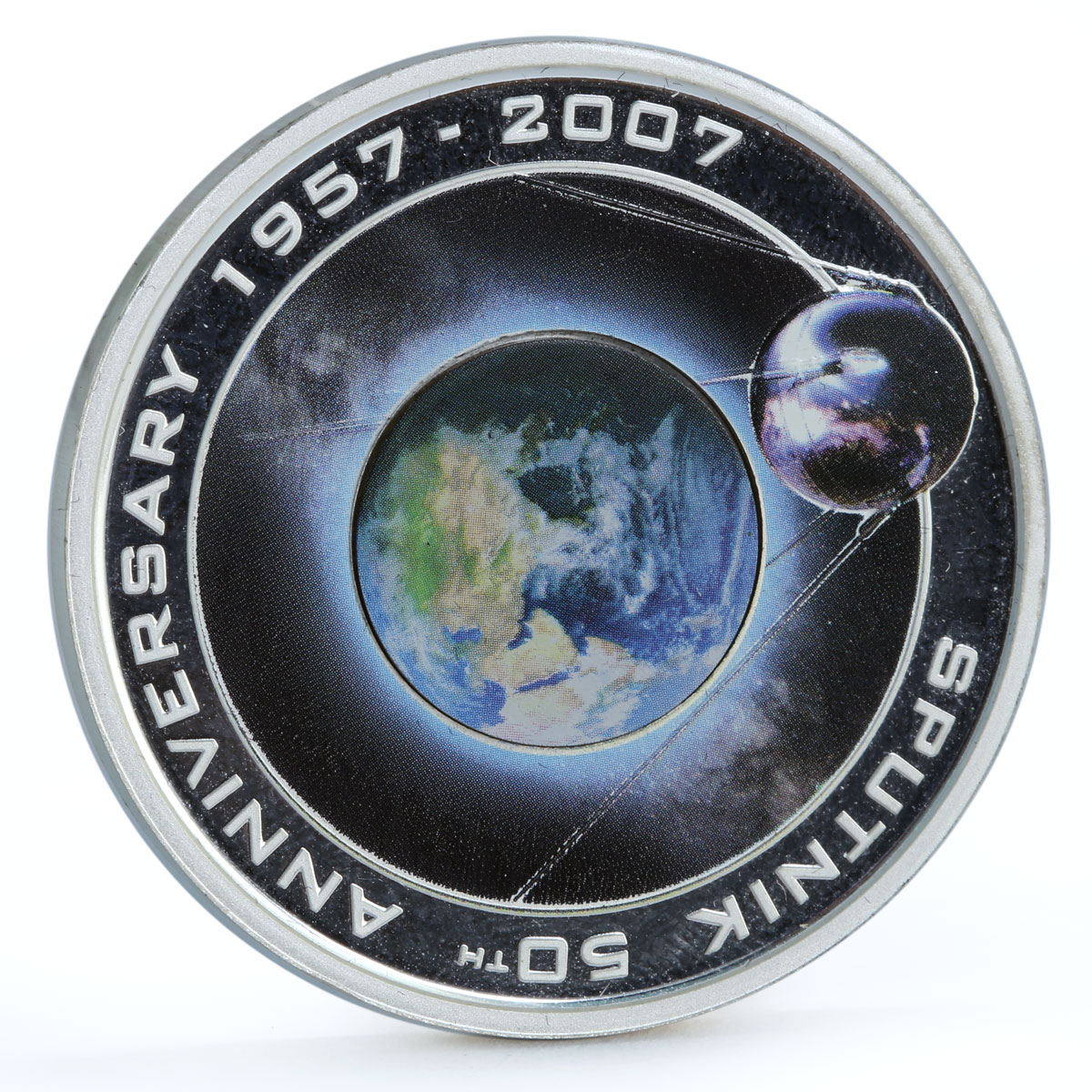 Cook Islands 1 dollar 50th Anniversary of Launched Sputnik 1957 silver coin 2007