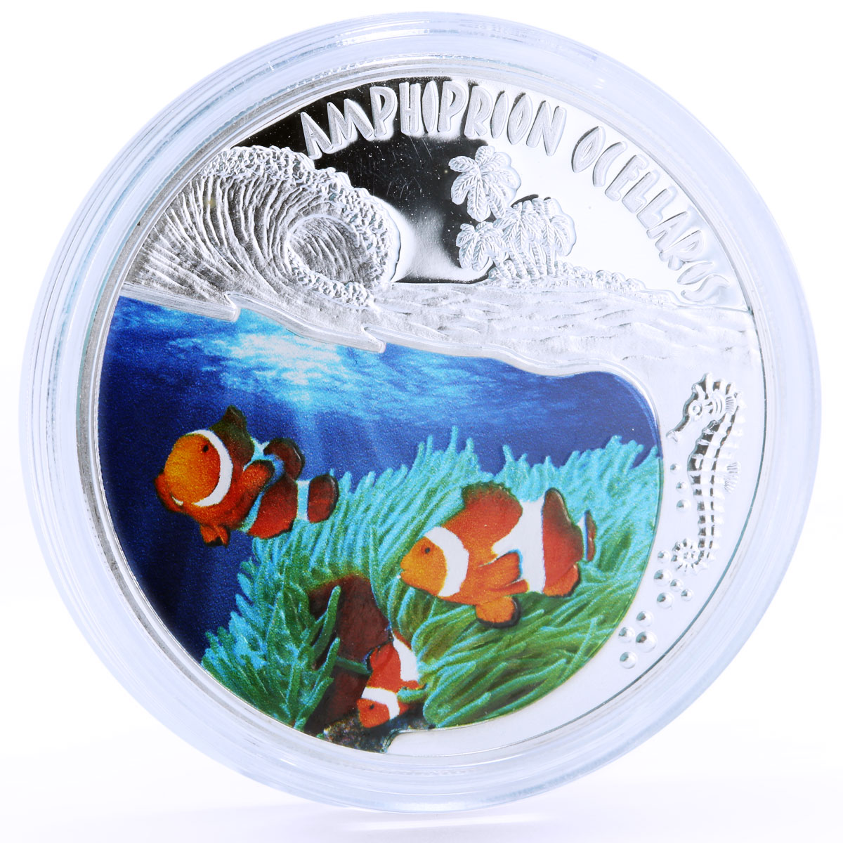 Rwanda 500 francs Marine Life Ocean Clownfish Fauna colored silver coin 2010