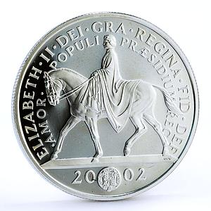 Britain 5 pounds Royal Golden Jubilee Queen on Horseback proof silver coin 2002