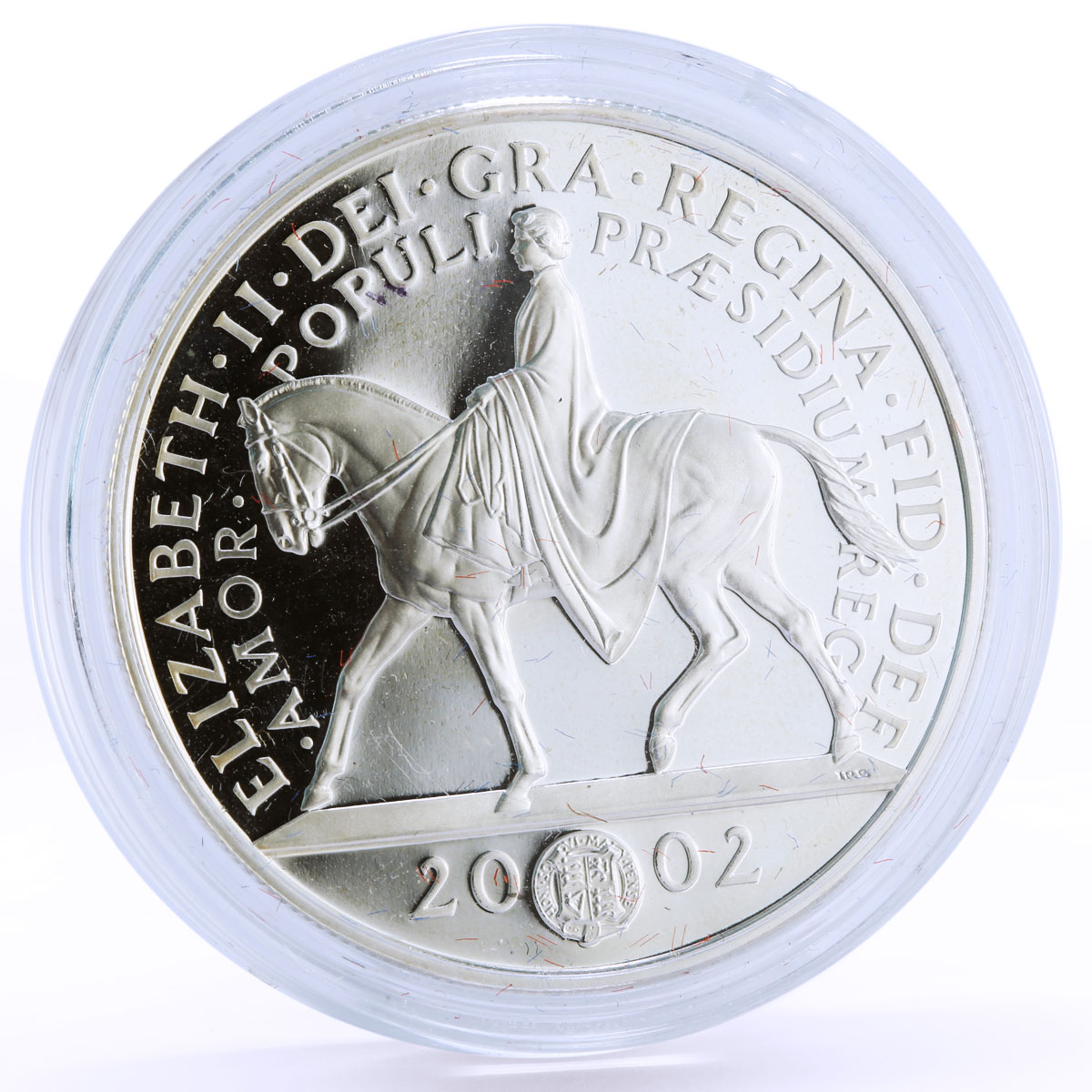 Britain 5 pounds Royal Golden Jubilee Queen on Horseback proof silver coin 2002