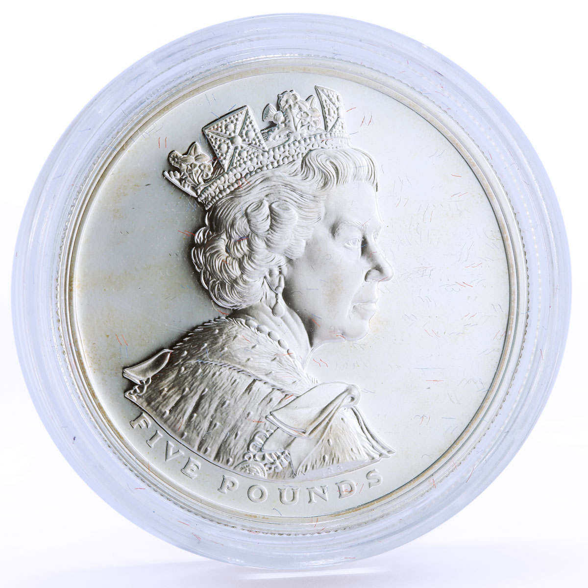 Britain 5 pounds Royal Golden Jubilee Queen on Horseback proof silver coin 2002