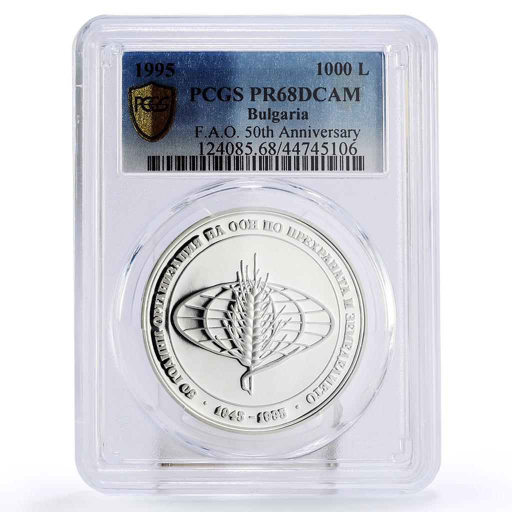 Bulgaria 1000 leva 50 Years of FAO Conference Grain PR68 PCGS silver coin 1995