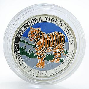 Togo 500 Francs Wild Animals Tiger silver colored coin 2001
