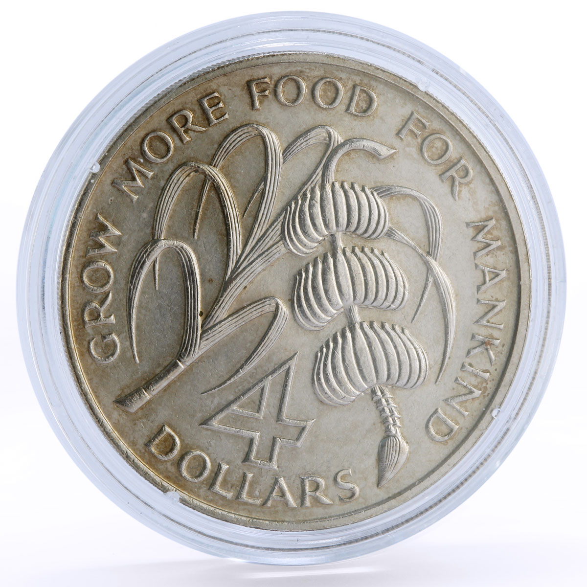 Dominica 4 dollars FAO Food Sugar Bananas Feed the Mankind CuNi coin 1970