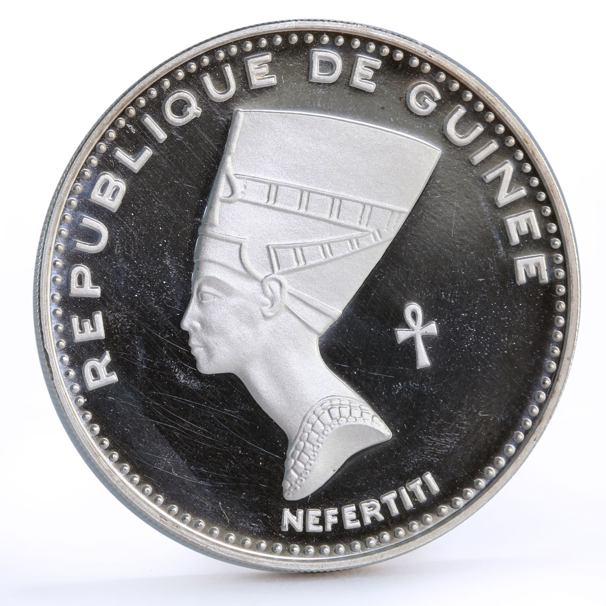 Guinea 500 francs Egyptian Queen Nefertiti proof silver coin 1970