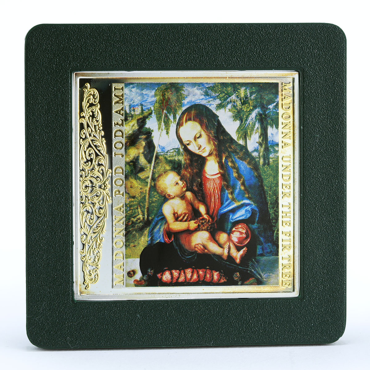 Niue 1 dollar Madonna Under the Fir Tree colored proof silver coin 2013