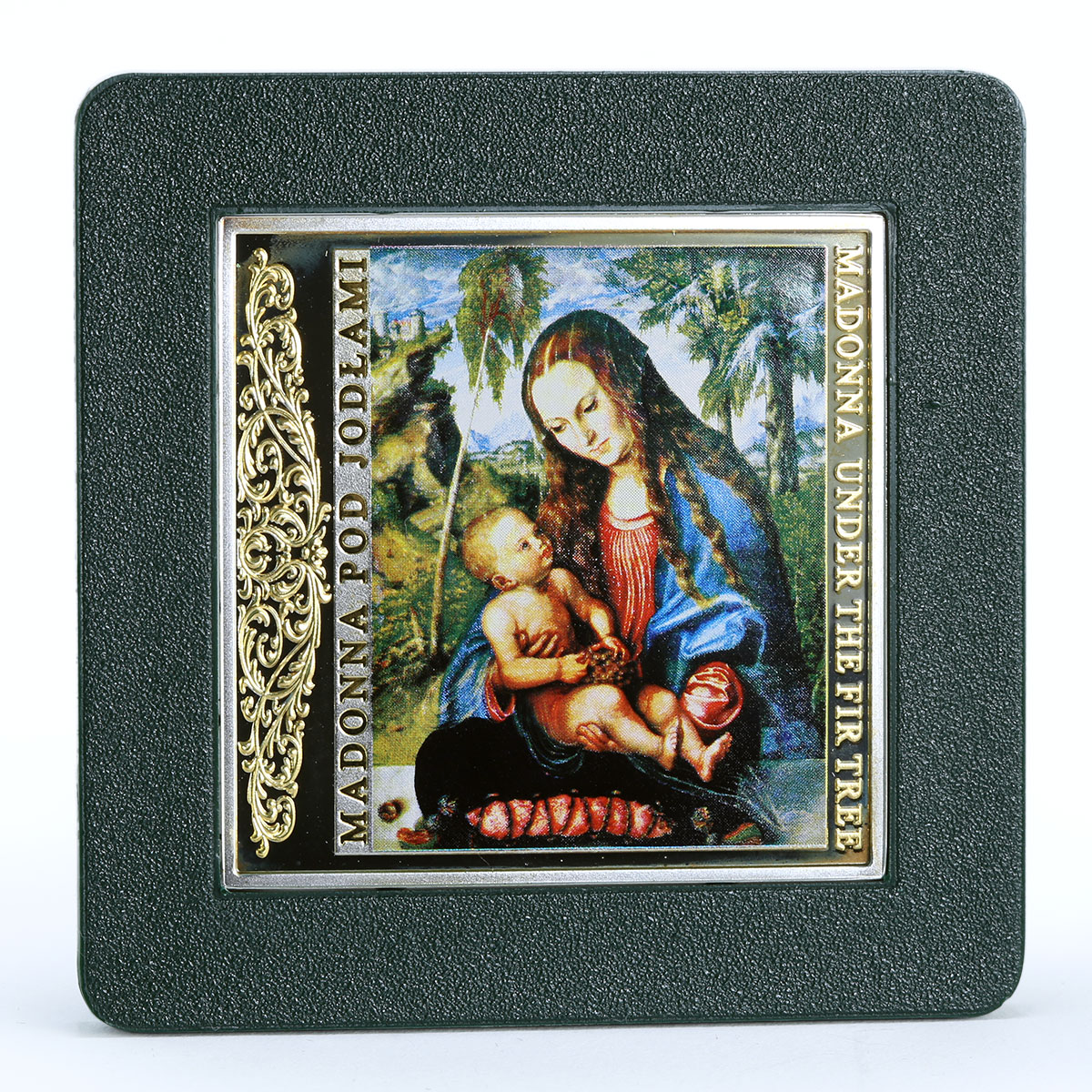 Niue 1 dollar Madonna Under the Fir Tree colored proof silver coin 2013