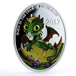 Niue 1 dollar Lunar Calendar series Year of the Dragon colored silver coin 2012