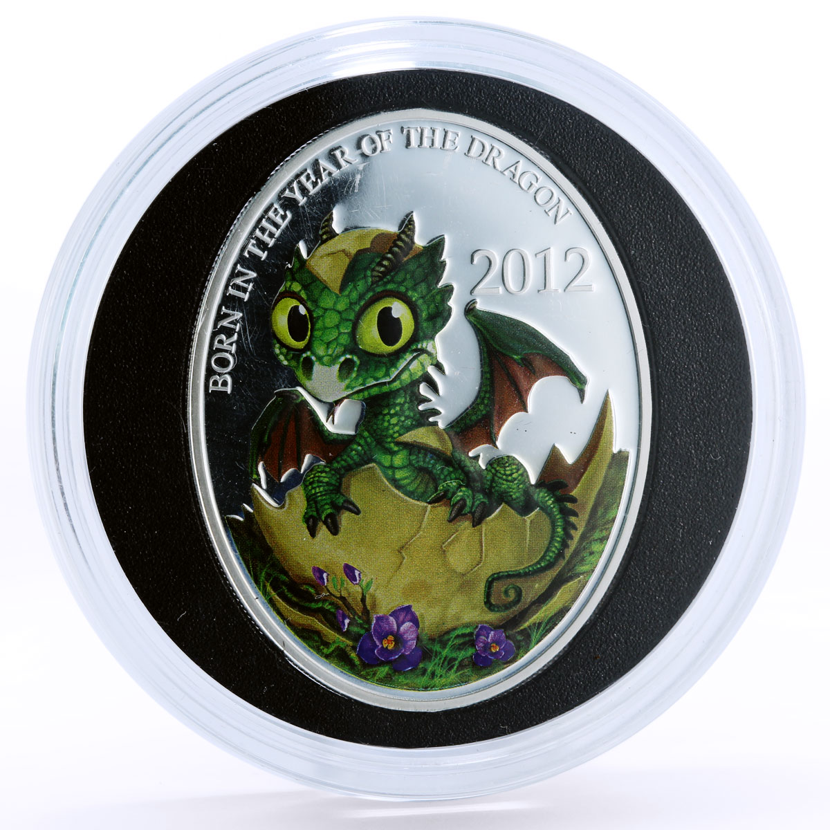 Niue 1 dollar Lunar Calendar series Year of the Dragon colored silver coin 2012