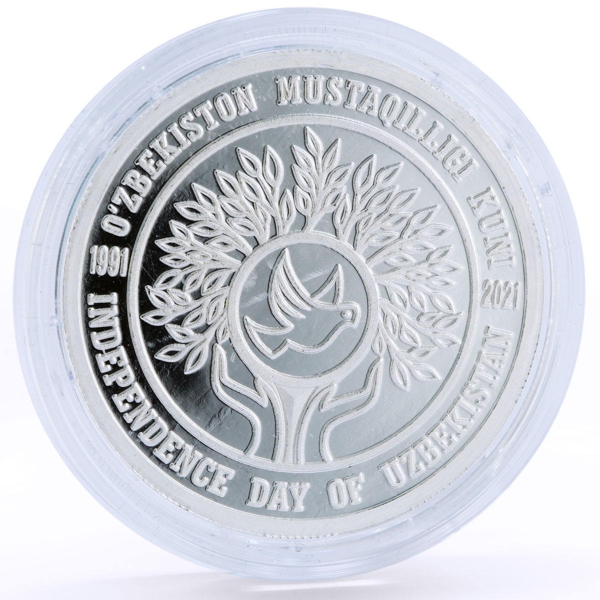 Uzbekistan 50000 som National Independence Day Dove Bird proof silver coin 2021