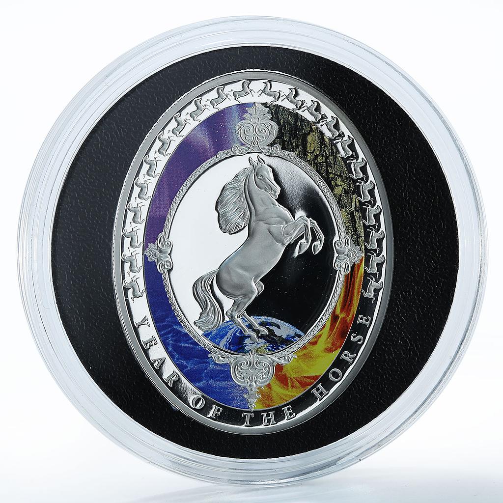 Tokelau 2 dollars Year of the Horse Oval silver proof coin 2014