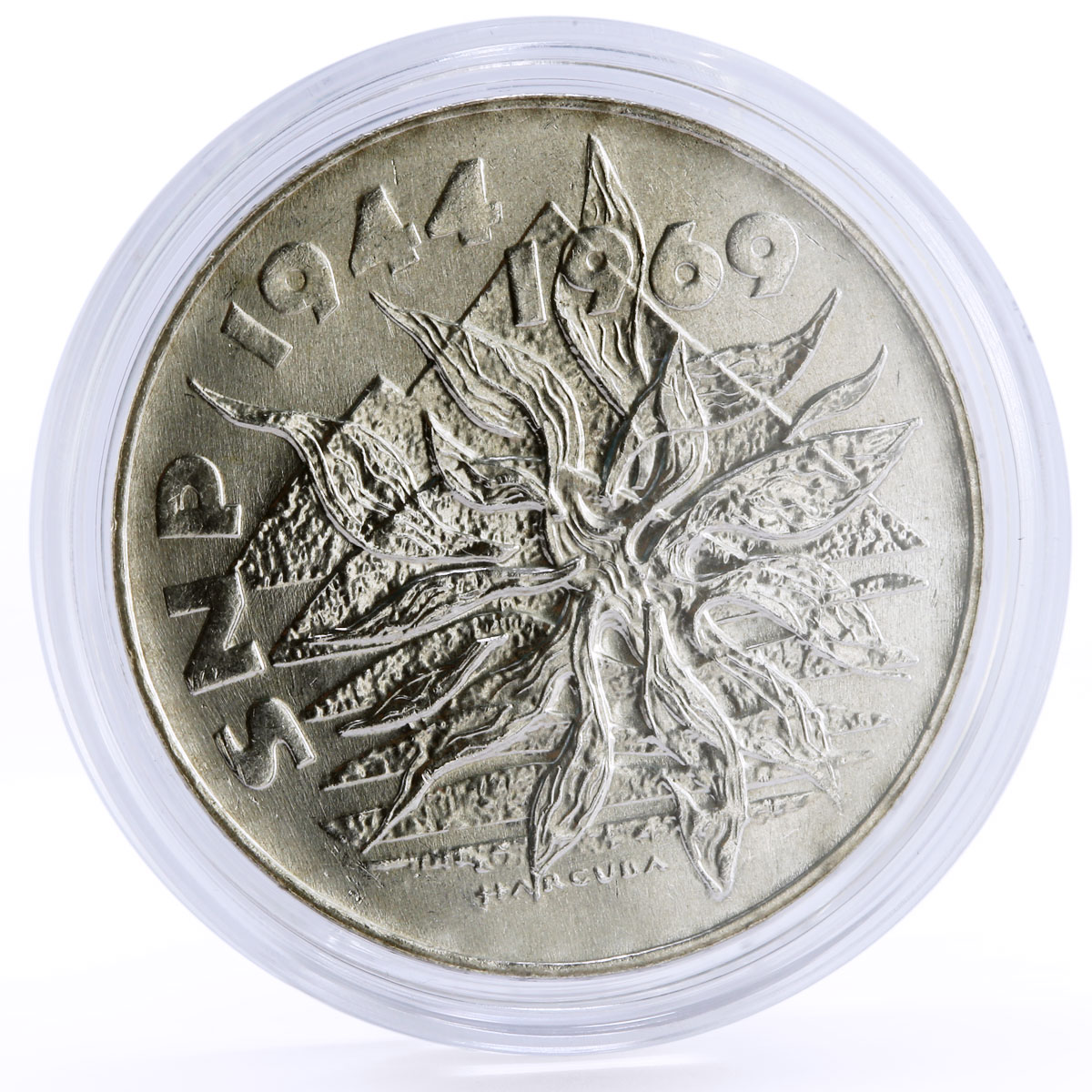 Czechoslovakia 25 korun 25th Anniversary of Slovak Uprising silver coin 1969