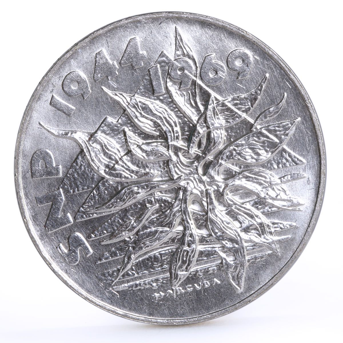 Czechoslovakia 25 korun 25th Anniversary of Slovak Uprising silver coin 1969
