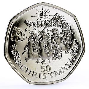 Gibraltar 50 pence Holidays Saints Christmas Penguin Parade CuNi coin 1995