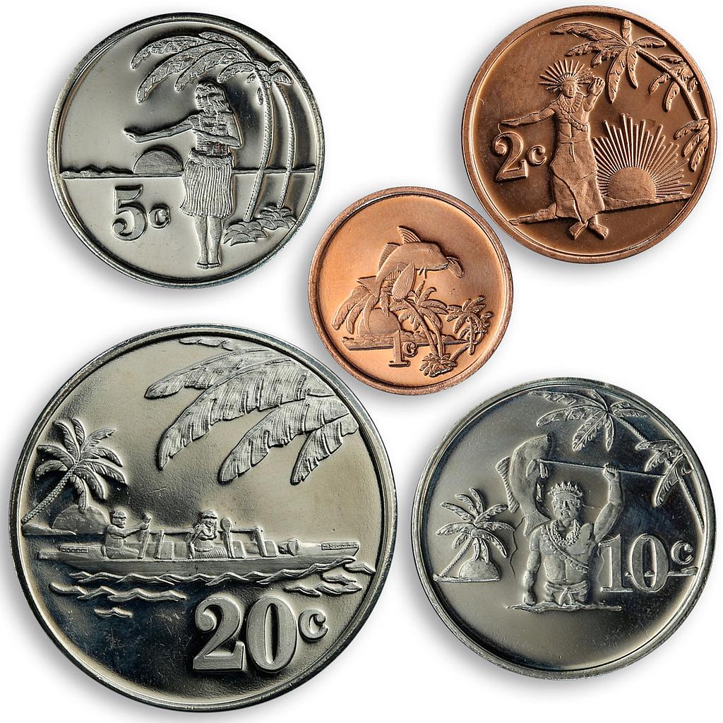 Tokelau set of 5 coins local population palm trees 2012