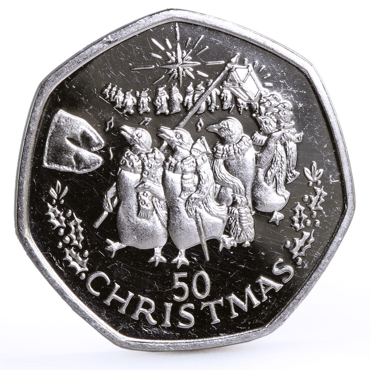 Gibraltar 50 pence Holidays Saints Christmas Penguin Parade CuNi coin 1995