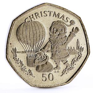 Gibraltar 50 pence Holidays Christmas Santa Claus Air Baloon CuNi coin 1994