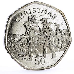 Isle of Man 50 pence Holidays Saints Christmas The Wren Hunt CuNi coin 1994