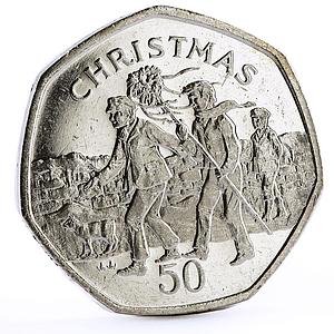 Isle of Man 50 pence Holidays Saints Christmas The Wren Hunt CuNi coin 1994